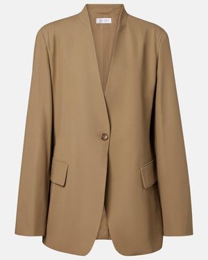 Max Mara Segnale Cotton Twill Blazer - Natural