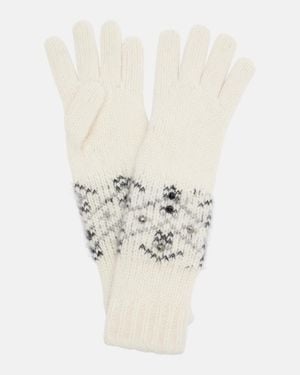 Moncler Embellished Alpaca And Wool-Blend Gloves - White