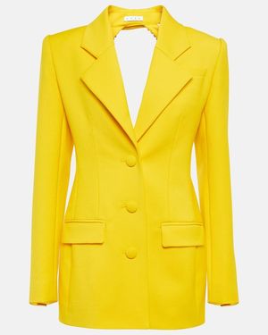 Area Vestido Corto Blazer De Lana Adornado - Amarillo