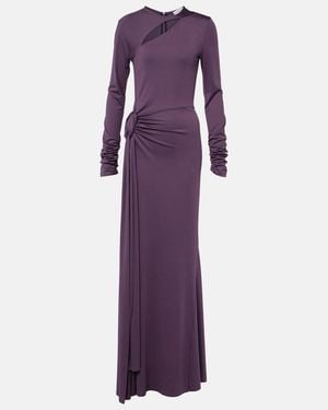 Victoria Beckham Cutout Draped Jersey Maxi Dress - Purple