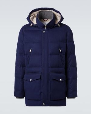 Brunello Cucinelli Wool Flannel Down Jacket - Blue