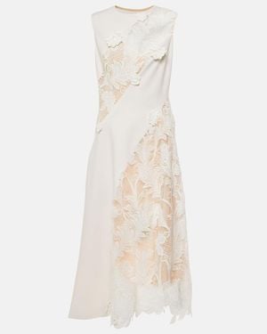 Oscar de la Renta Lace-Trimmed Wool-Blend Midi Dress - Natural