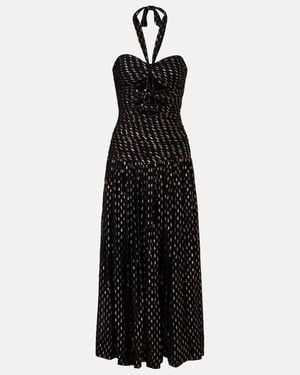 Zimmermann Daylight Halterneck Lamè Midi Dress - Black