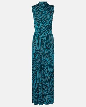 Diane von Furstenberg Geri Zebra-Print Jersey Maxi Dress - Blue