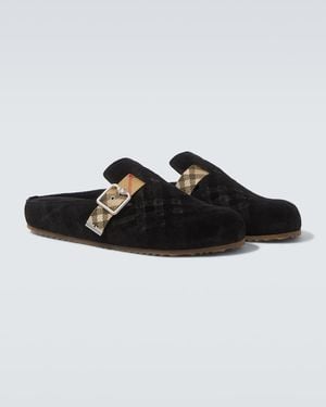 Burberry Urchin Suede Clogs - Black