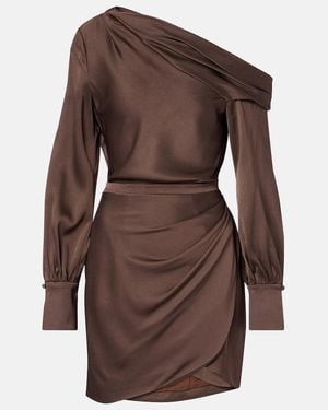 Jonathan Simkhai Cameron Draped One-Shoulder Minidress - Brown