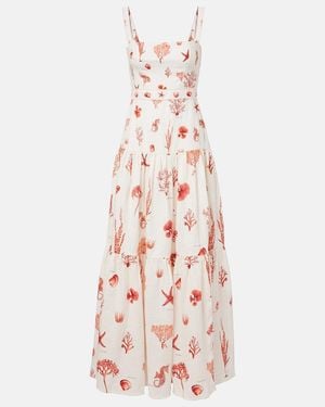 Agua Bendita Lima Printed Linen Maxi Dress - Pink