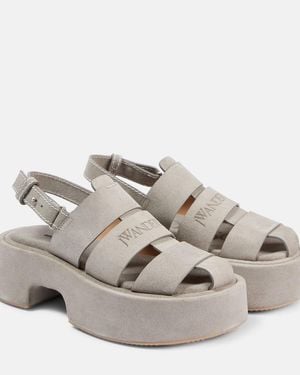 JW Anderson Fisherman Leather Platform Sandals - Grey