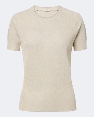 JOSEPH Char Snake-Print Lurex Jacquard Top - Natural
