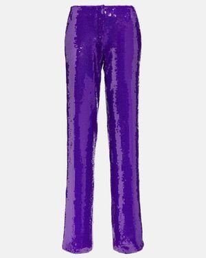 LAQUAN SMITH Sequined Straight-Leg Pants - Purple