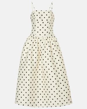 Self-Portrait Polka-Dot Taffetta Corset Dress - White