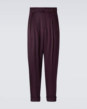 Saint Laurent Pantalon Droit En Satin De Soie - Violet