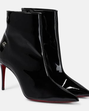 Christian Louboutin Sporty Kate 85 Booty Patent-leather Heeled Ankle Boots - Black