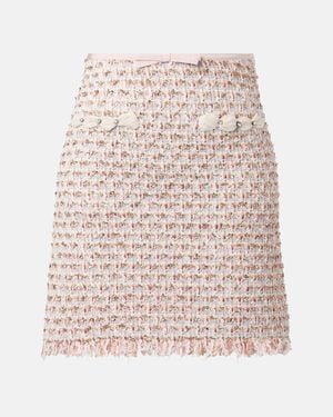 Valentino Embellished Tweed Miniskirt - Natural