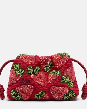 Loewe Clutch Paula's Ibiza Flamenco Mini Con Cuentas - Rojo