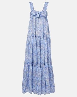 Chloé Floral Cotton Voile Maxi Dress - Blue