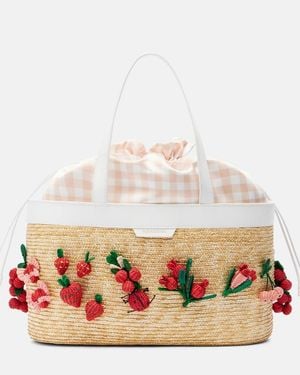 Aquazzura Botanica Medium Raffia Tote Bag - Natural