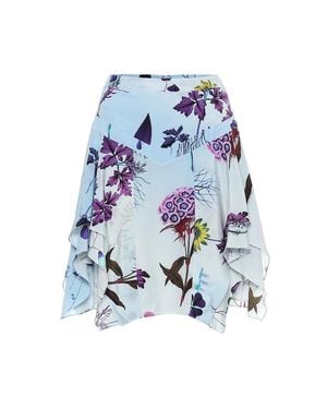 Stella McCartney Floral Silk Miniskirt - Blue