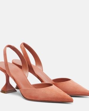AMINA MUADDI Holli Suede Slingback Court Shoes - Pink