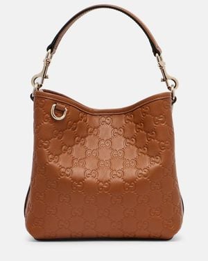 Gucci Bucket Bag Gg Emblem Small Aus Leder - Braun