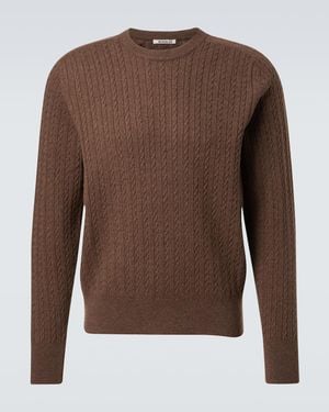 AURALEE Cable-Knit Wool Jumper - Brown