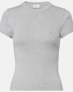 Saint Laurent Cassandre Cotton Jersey T-Shirt - White