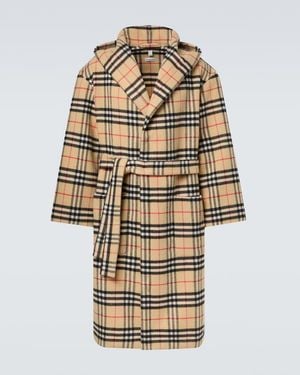 Burberry Morgenmantel Check Aus Wolle Und Kaschmir - Natur