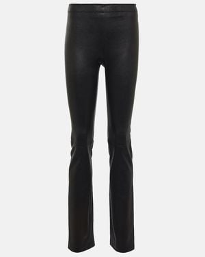 Stouls Cropped Leather Trousers - Black