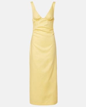SIR. Linen Midi Dress - Yellow