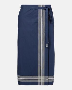 Vince Striped Cotton Wrap Skirt - Blue