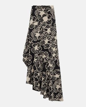 Max Mara Asymmetric Printed Maxi Skirt - White