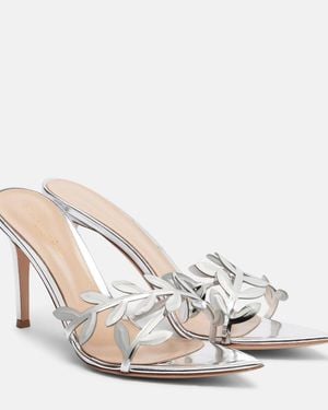 Gianvito Rossi Flavia Metallic Leather Mules - White