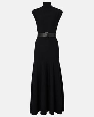 Alaïa Belted Wool Maxi Dress - Black