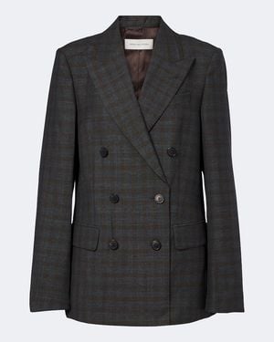 Dries Van Noten Checked Double-Breasted Wool Blazer - Black