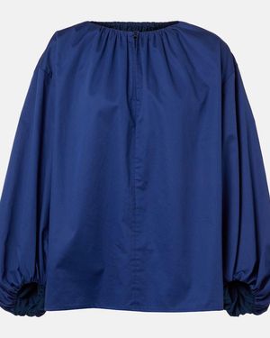 JOSEPH Puff-Sleeve Cotton Blouse - Blue