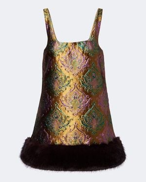retroféte Sulvie Brocade Minidress - Brown