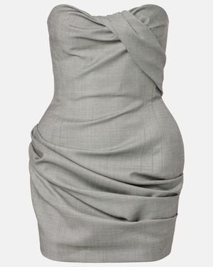 Magda Butrym Draped Wool Corset Dress - Grey