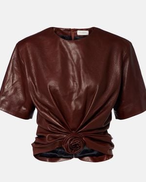 Magda Butrym Cropped Leather Top - Brown