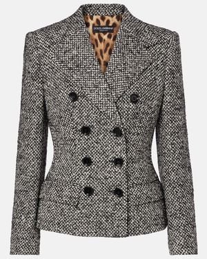 Dolce & Gabbana Dolce&Gabbana Single Breasted Speckled Wool Blend Jacket - Grey