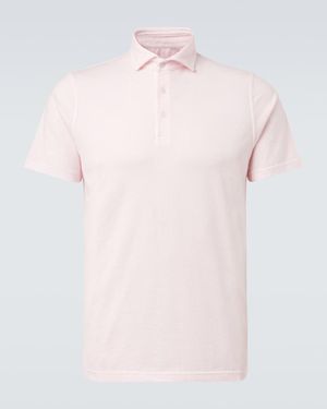 Fedeli Cotton Jersey Polo Shirt - Pink