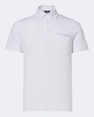 ZEGNA Cotton Pique Polo Shirt - White