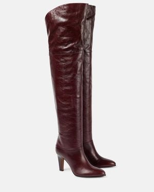 Chloé Eve 85 Leather Over-The-Knee Boots - Red