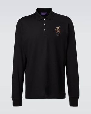 Ralph Lauren Besticktes Polohemd Aus Baumwolle Und Kaschmir - Schwarz