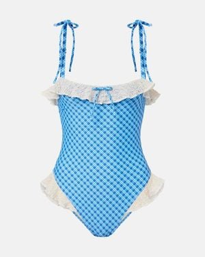 Montce Jacelyn Plaid Ruffled Swimsuit - Blue