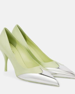 Prada Pumps 85 Aus Satin Und Metallic-Leder - Grün