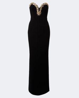Rebecca Vallance Alexandrite Embellished Crepe Bustier Gown - Black
