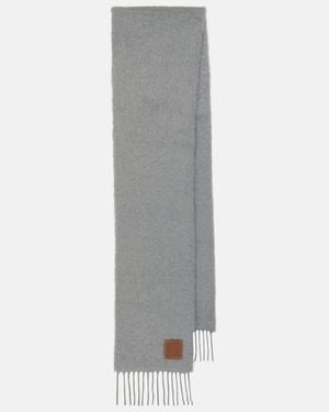 Loewe Medium-Weight Mohair And Wool Fringed Scarf - Grey