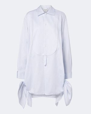 JW Anderson Striped Cotton Twill Shirt Dress - White