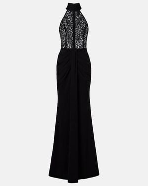 Rebecca Vallance Dixie Draped Halterneck Lace And Taffeta Gown - Black