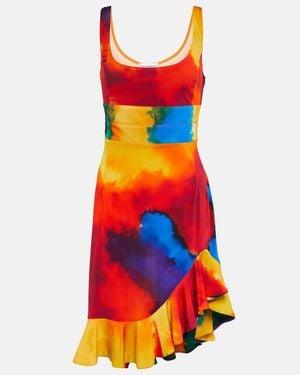 Rabanne Printed Asymmetrical Minidress - Red